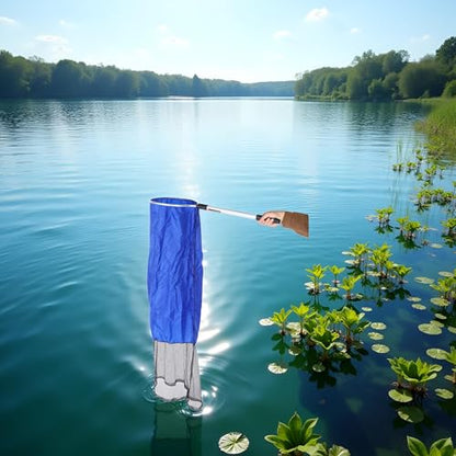 Fishing Net, Aquarium Soft Fishing Net Long Knotless Netting Koi Tansfer Mesh for Medium Large Fish(Diameter 40CM, Handle 50CM) - size: Diameter 40CM, handle 50CM