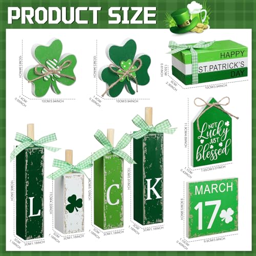 11 Pcs St. Patrick's Day Table Decorations Wood Faux Books Irish Table Top Decor Clover Wooden Sign Centerpiece for St. Patrick's Day - style: Clover