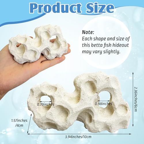 Small Aquarium Cave Ceramic Betta Fish Hideout Fish Tank Decoration Realistic Betta Habitat Shelter for Cichlid Crayfish Shrimp Hiding Resting (3.94" x 1.57" x 2.36")