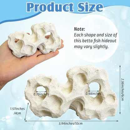 Small Aquarium Cave Ceramic Betta Fish Hideout Fish Tank Decoration Realistic Betta Habitat Shelter for Cichlid Crayfish Shrimp Hiding Resting (3.94" x 1.57" x 2.36")