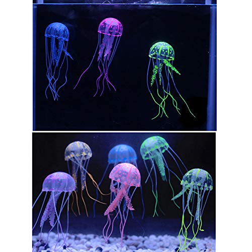 6 Pieces Artificial Jellyfish Decor for Aquarium Fish Tank, Glowing Jellyfish Ornament Decoration, Soft Silicone