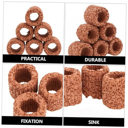 Mikikit 10Pcs Durable Ceramic Water Plant Fixed Ring for Fish Tank Supplies Reusable Aquarium Accessories to Support Healthy Growth and Reduce Odors for Aquatic Plants