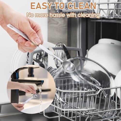 3 Pcs Teaspoons Measuring Spoon, Long Handle Measuring Spoons 5ml, Stainless Steel Measure Spoons, Tablespoon & Coffee Scoop for Accurate Measure Liquid or Dry Ingredients, for Cooking Baking