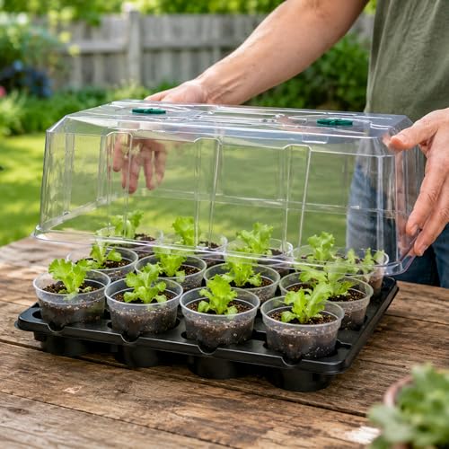 4 Inch Seed Starter Trays 2 Pack with Humidity Dome | 12-Cell Seedling Starter Trays, Plant Starter Germination Trays, For Pot Seedlings Indoor Outdoor - size: 4 Inch, style: 2 Pack Tray+Nursery Pots+Humidity Dome