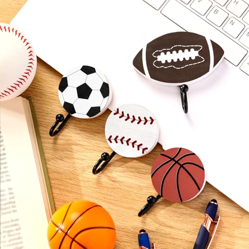 Marsui 4 Pcs Sports Hooks for Wall Nursery, Flat Single Hook, 4 Inch - size: 4 Inch, style: Single Hook