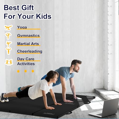Polar Aurora 3'x6'x2 Thick Folding Gymnastics Exercise Mat Aerobics Stretching Yoga Mats - color: Black