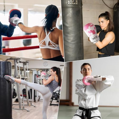 FINGER TEN Stylish Pattern Boxing Gloves Women 8-16 oz - color: Pink&White, size: 8 oz