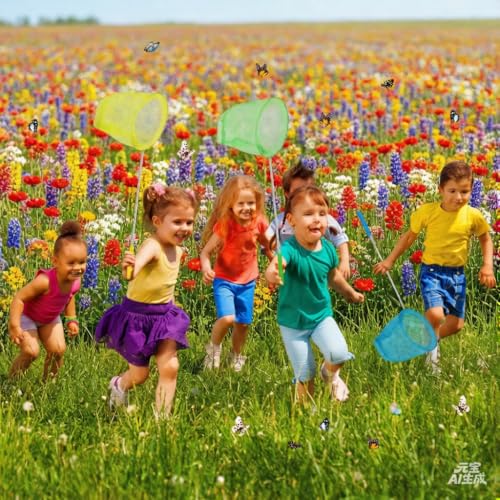 Kids Telescopic Butterfly Fishing Nets for Kids Catching Insect Net Outdoor Tools for Catching Bugs Fish Insect Ladybird, Extendable 34 Inches and Anti Slip Grip - color: Yellow