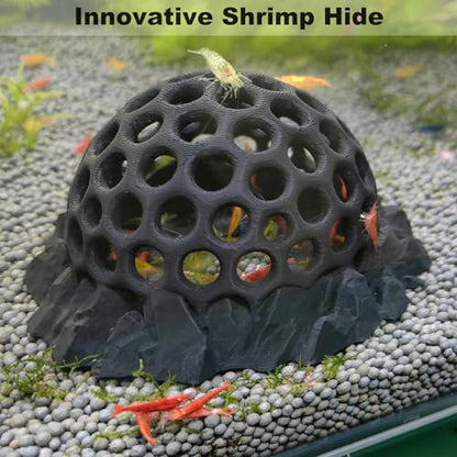 Shrimp Hides for Aquarium, Shrimp Tank Accessories - Shrimp Cave, Shrimp Hideout, Shrimp Shelter, Black