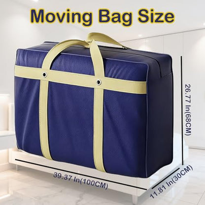 2 Pack Extra Large Moving Bags, Heavy Duty Storage Bag with Strong Zipper & Carrying Handles 52 Gal Capacity Packing Bags Clothes Storage Totes Moving Boxes for Space Saving