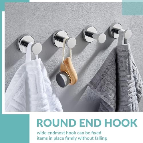 APLusee Polished Chrome Robe Towel Hooks for Bathroom, 4 Pack, Wall Mounted - color: Polished Chrome, size: 4 Pack