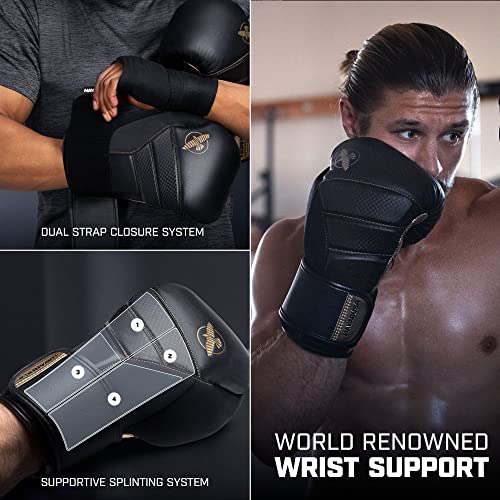 Hayabusa T3 Boxing Gloves - Sparring | Sparring Gloves, Muay Thai Gloves, Kickboxing Gloves, Heavy Bag Gloves, Boxing Gloves for Men and Women, Boxing Gloves - color: Black/Gold, size: 12oz