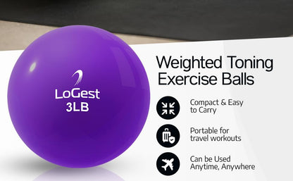 Logest Weighted Toning Exercise Balls Pair - Round Shape Medicine Ball - 1LB 2LB 3LB 4LB 5LB 6LB Available - Toning Muscle for Men & Women - size: 2LB - Pair