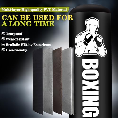 Freestanding Punching Bag for Adults Teens, Heavy Bag with Gloves, Pump | 70'' Heavy Boxing Bag with Stand, Women Men Standing Kickboxing Bag for MMA Training Muay Thai Fitness Karate Home Gym