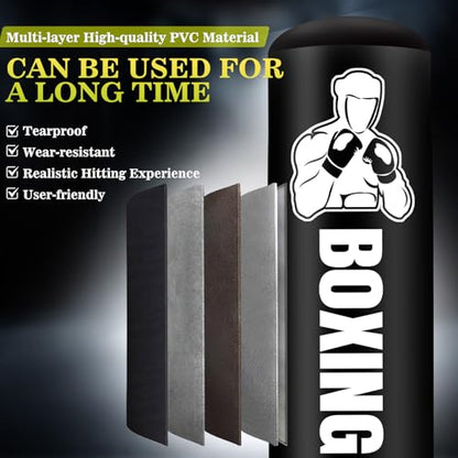Freestanding Punching Bag for Adults Teens, Heavy Bag with Gloves, Pump | 70'' Heavy Boxing Bag with Stand, Women Men Standing Kickboxing Bag for MMA Training Muay Thai Fitness Karate Home Gym