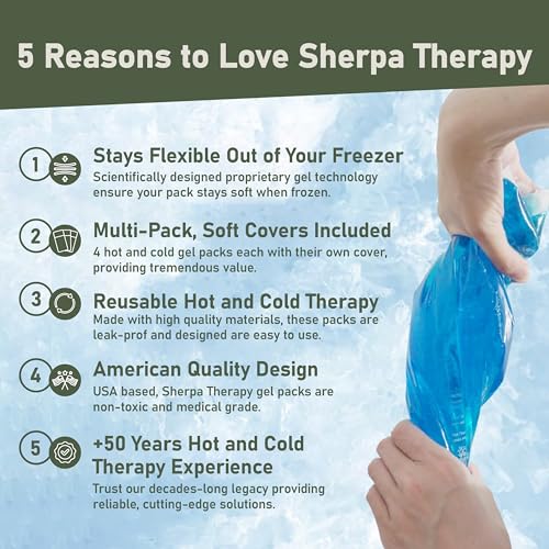 Flexible Cold Gel Ice Pack Reusable, 9.5" x 4.5", 4 Pack | Soft gel ice pack for injuries reusable, recovery, leak-proof, medical grade knee, back, neck, wrist, hand, elbow - style: Cold