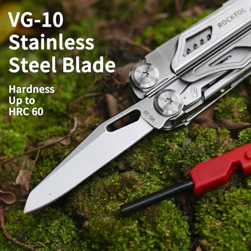Multitool SK04, VG-10 Blade, 22-in-1 Multi-tool Pliers with Fire Starter, Emergency Whistle, Glass Breaker, Safety Locking and Nylon Sheath for Survival, Camping, multi tool for men