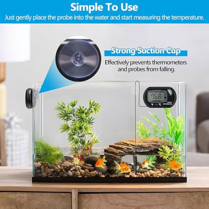 Aquarium Thermometer with Large LCD Display Fahrenheit/Celsius(℉/℃) Fish Tank Thermometer for Aquarium Reptile Terrarium Digital Water Thermometer with Suction Cup(4 Pack) - size: 4 Pack