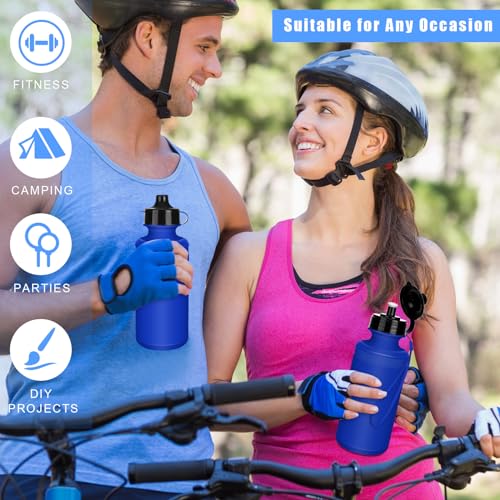 Zubebe 36 Pcs Sports Water Bottles Squeeze Bulk 21 oz | Reusable Plastic Water Bottles with Carry Strap, Back to School Supplies Summer Team Gifts for Students Travel Hiking Cycling - color: Blue