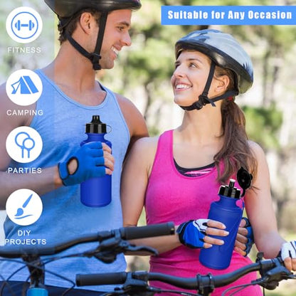 Zubebe 36 Pcs Sports Water Bottles Squeeze Bulk 21 oz | Reusable Plastic Water Bottles with Carry Strap, Back to School Supplies Summer Team Gifts for Students Travel Hiking Cycling - color: Blue
