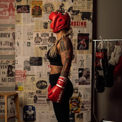 RIVAL Boxing RHG-Guerrero Headgear, Superior Visibility, Lacing Adjustment System, Handcrafted All-Leather Construction, Ergonomic Design - color: Red, size: X-Large