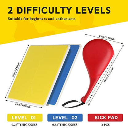 Lenwen 4 Pcs Taekwondo Training Set - color: Red-Yellow-Blue, size: 0.24'',0.31''