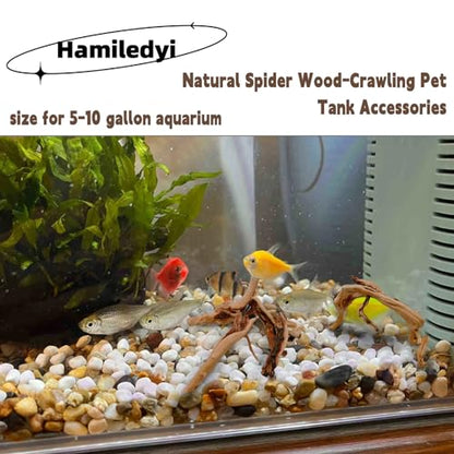 6PCS Aquarium Driftwood 6-8in Natural Spider Wood Branches Reptiles Aquarium Fish Tank Decoration Assorted - size: M:Spiderwood (6-8in 6PCS)