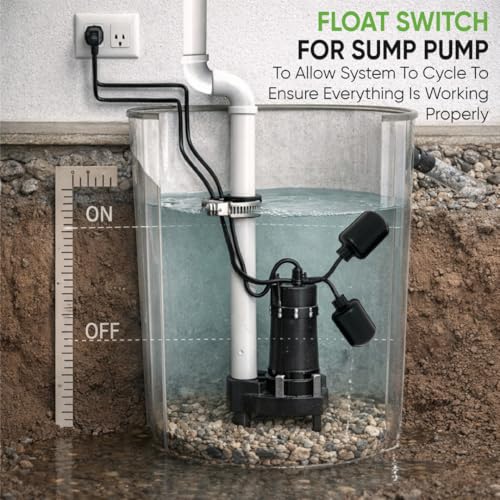 Sump Pump Tethered Universal Float Switch Replacement with Piggyback Plug for Sewage, Reliable Water Level Performance - 10 foot cord - style: 10' Cord