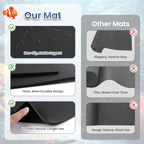 Aquarium Leveling Mat, 18 x 36 Inch Under Tank Pad, 6mm Thick Non-Slip Shockproof Fish Tank Cushion, Waterproof, Easy to Cut, Black - color: Black, size: 18 x 36in