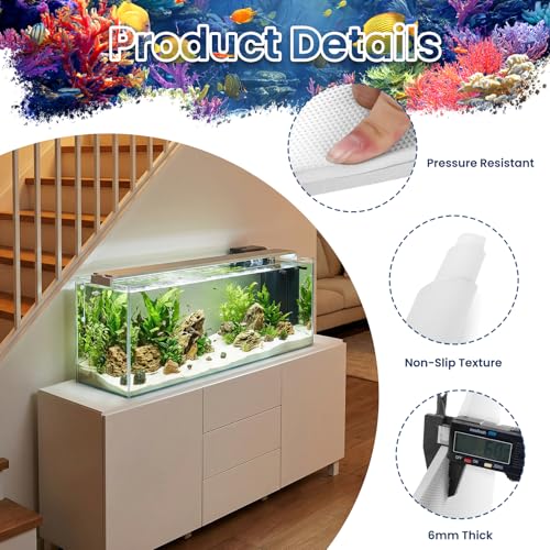 Aquarium Leveling Mat, 12 x 48 Inch Under Tank Pad, 6mm Thick Non-Slip Shockproof Fish Tank Cushion, Waterproof, Easy to Cut, White - color: White, size: 12 x 48in