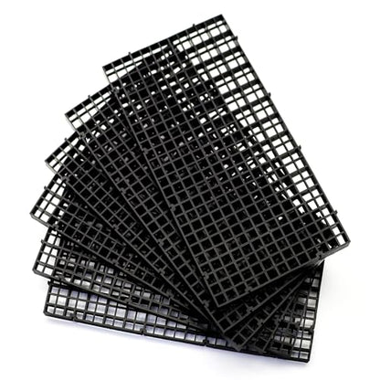 Aquarium Fish Tank Divider Plastic Egg Crate Aquarium Filter Bottom Tray Plastic Grid (S 6pcs Black) - size: S 6pcs Black