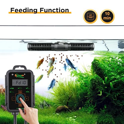 Hygger Aquarium Wave Maker - Adjustable Cross Flow Pump with LED Display Controller, Magnetic DC 24V Powerhead for Freshwater & Marine Reef Aquariums Up to 265 Gallon (25W) - style: 25W