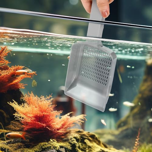 VALICLUD Aquarium Fish Tank Sand Scoop Shovel Plastic Sediment Cleaner Tool Gray for Gravel Maintenance and Sediment Removal