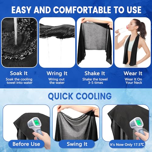 Hosuly 100 Pack Cooling Towels, 40"x12" - color: Deep Blue, Black