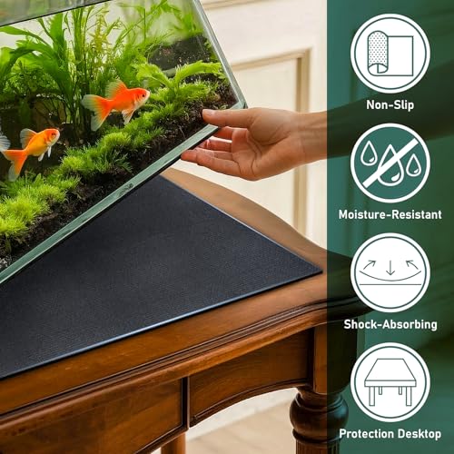 15 x 30 x 0.2 Inches Aquarium Leveling Mat 2PCS/Set Neoprene Non-Slip Shockproof Fish Tank Pad Waterproof Textured Surface for Uneven Surfaces Durable Fish Tank Mat with Easy-Cut Edges - size: 15 x 30 Inch, style: No Glue
