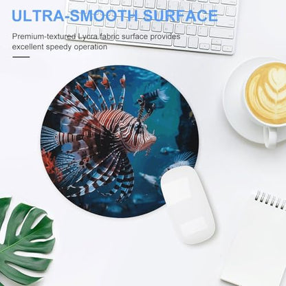 Fish in Fish Tank Mouse Pad with Non-Slip Rubber Base,Small Round Mousepad 7.8" Diameter,Mouse Mat for Computers, Laptop, Gaming, Office & Home