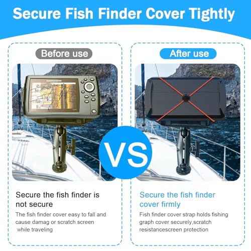 4 Pcs Thickened Fishing Graph Cover Straps, Adjustable Fish Finder Bungee for Securing Graph Cover for Travel