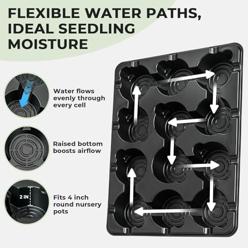 4 Inch Seed Starter Trays 2 Pack, 12-Cell | With Grow Light, Humidity Dome, 24 Pcs 4" Nursery Pots, Plastic Germination Kit - size: 4 Inch, style: 2 Pack Tray+Pots+Dome+Grow Light
