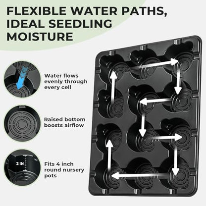 4 Inch Seed Starting Trays 10 Pack, 12-Cell Seedling Starter Trays for Indoor Outdoor Growing, Plant Starter Germination Trays for Pots Seedlings 4" Opening Compatible Pots - size: 4 Inch, style: 10 Pack Seed Starter Tray
