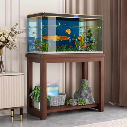 Oak Wood Aquarium Stand 2 Tier, Fish Tank Stand Cabinet for Living Room, Heavy Turtle Tank Stand/Reptile Holder, Fish Tank Display Table,B,60x35cm(23 5/8 - color: B, size: 60x35cm(23 5/8