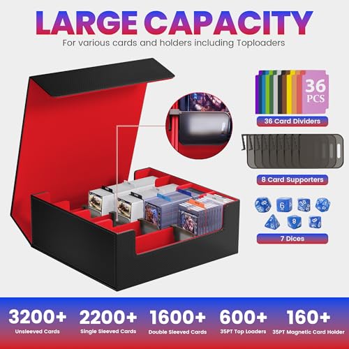 3500+ Trading Card Storage Box - color: 4-Row Black & Red, size: 3500+