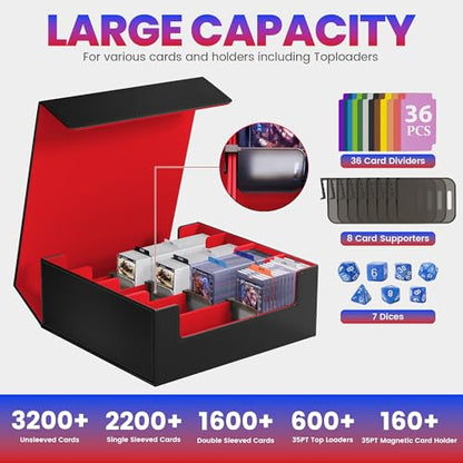 3500+ Trading Card Storage Box - color: 4-Row Black & Red, size: 3500+