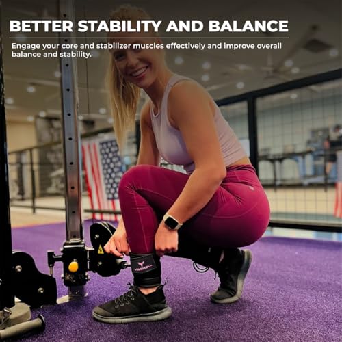 Adjustable Gym Ankle Straps for Cable Machines Women & Men, Glute Kickbacks - color: Black and Pink, size: Pair