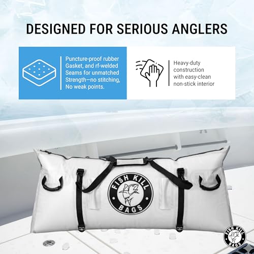 Gusseted Insulated Fish Cooler - Zipper Waterproof Nylon Bag - Portable and Leakproof With Heavy Duty Handles for Travel, Outdoor, Fishing - size: 55 x 24 Inch