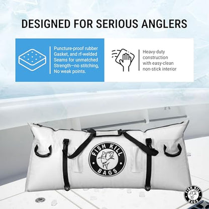 Gusseted Insulated Fish Cooler - Zipper Waterproof Nylon Bag - Portable and Leakproof With Heavy Duty Handles for Travel, Outdoor, Fishing - size: 55 x 24 Inch