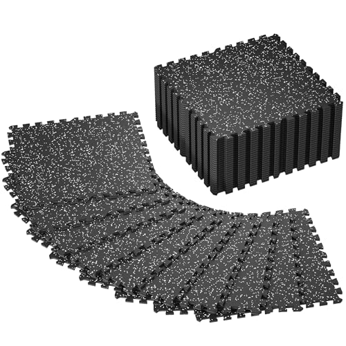 SUPERJARE 0.4'' Thick 36 Pcs 144 Sq Ft Rubber Top Exercise Equipment Mats - size: 36 Tiles (144 Sq Ft)