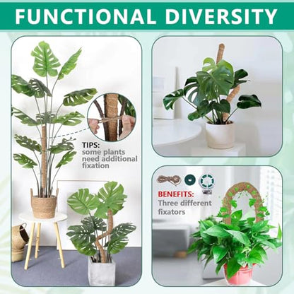 4 Pcs Bendable Moss Pole for Monstera Plant Support，24 Inch Handmade Coir Pole Stick for Climbing Plants Indoor Plant Stakes for Potted Plants to Grow Upwards