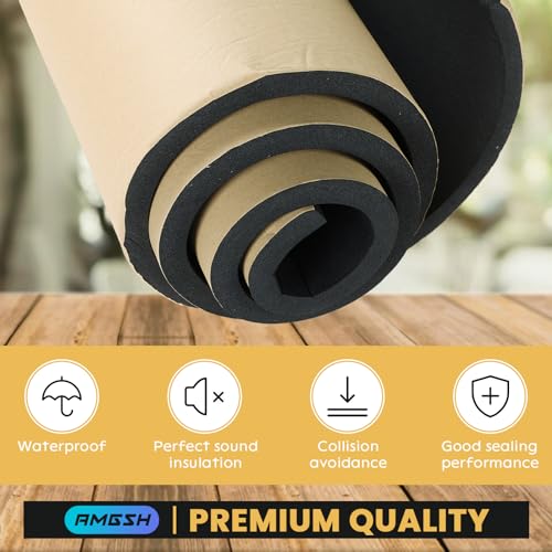 Sponge Neoprene with Adhesive Foam Rubber Sheet, 1/2" T x 12" W X 54" L, 4.5 Sqft for Weatherproofing,Gasket Seals, Crafts,Soundproof Padding, Vibration Dampening, Aquarium Leveling Mat