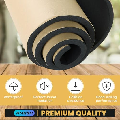 Sponge Neoprene with Adhesive Foam Rubber Sheet, 1/2" T x 12" W X 54" L, 4.5 Sqft for Weatherproofing,Gasket Seals, Crafts,Soundproof Padding, Vibration Dampening, Aquarium Leveling Mat