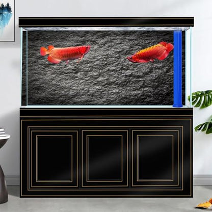 72X18IN Rock Stone Decor Aquarium Background, Black Rock Fish Tank Background, Natural Stone Glass Terrarium Background with 10 EVA Double-Sided Tape - size: 72X18in/180X45cm